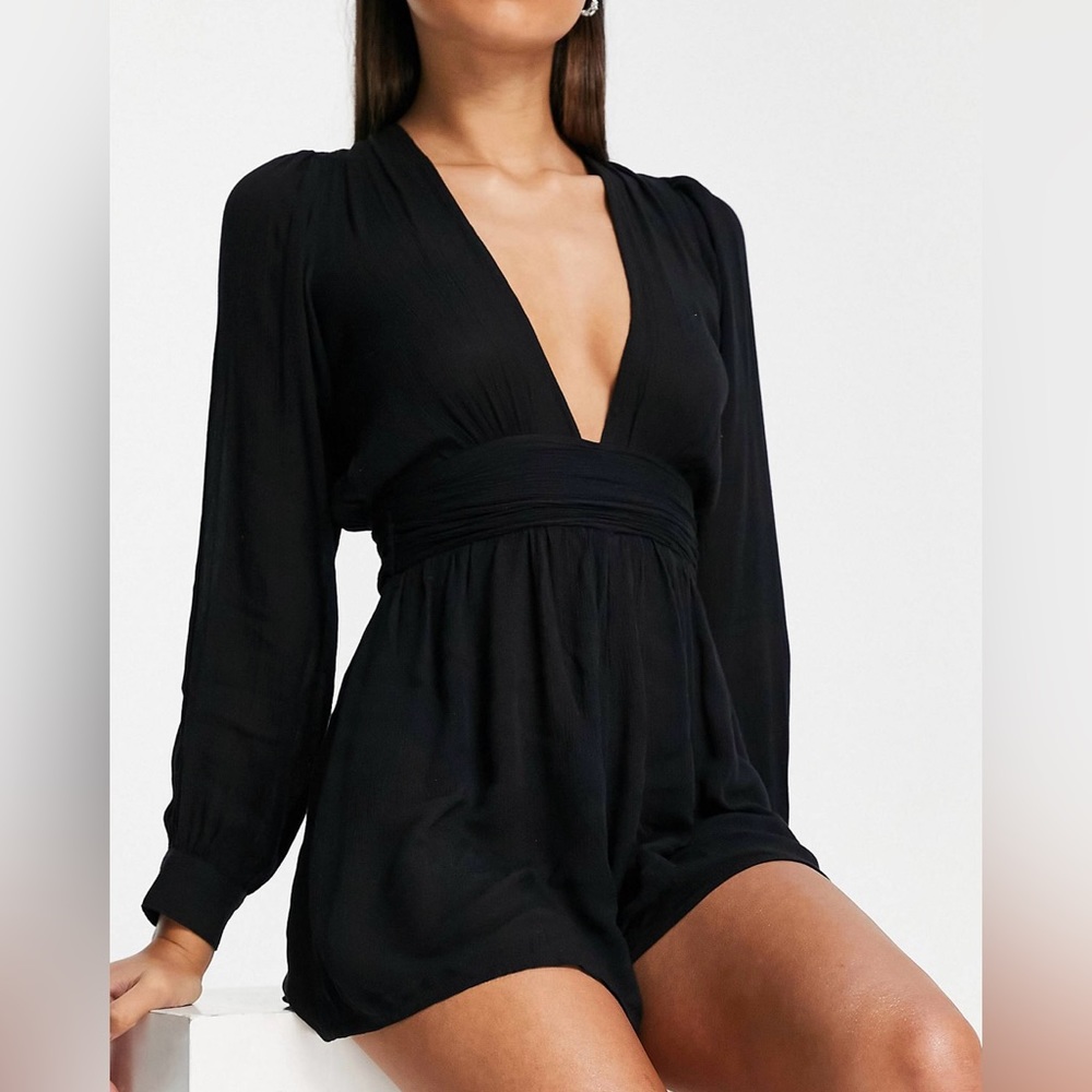 NEW ASOS crinkle plunge romper